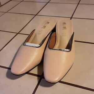 MiMi Cream Mule Heels